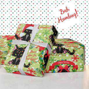 Grumpy Kitty Cat Bah Humbug Tragen Bows Geschenkpapier