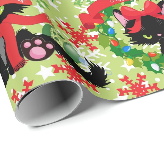 Grumpy Kitty Cat Bah Humbug Tragen Bows Geschenkpapier (Rolleneckpunkt)