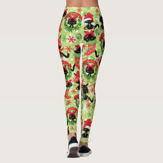 Grumpy Kitty Cat Bah Humbug Weihnachtsspass Leggings (Rückseite)