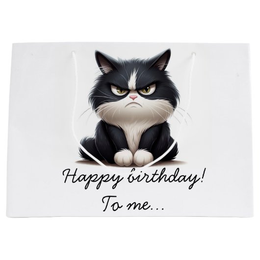 Grumpy-komische Katze Große Geschenktüte (Vorderseite)