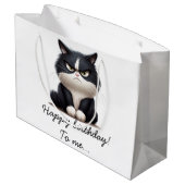 Grumpy-komische Katze Große Geschenktüte (Rückseite Schrägansicht)