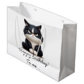 Grumpy-komische Katze Große Geschenktüte (Vorderseite Schrägansicht)