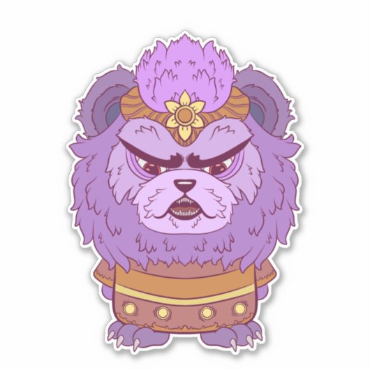 Grumpy Lila Lion Aufkleber (Vorderseite)