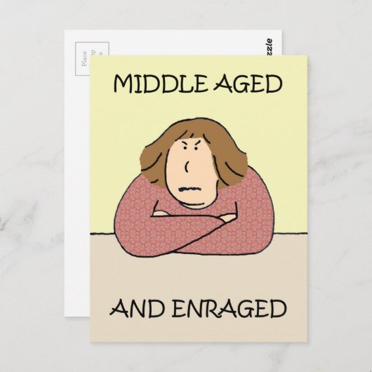 Grumpy Middle Aged Lady Cartoon Spaß Postkarte (Vorne/Hinten)