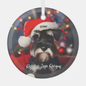 Grumpy Miniature Schnauzer mit Weihnachtsmannmütze Ornament Aus Glas (Vorderseite)