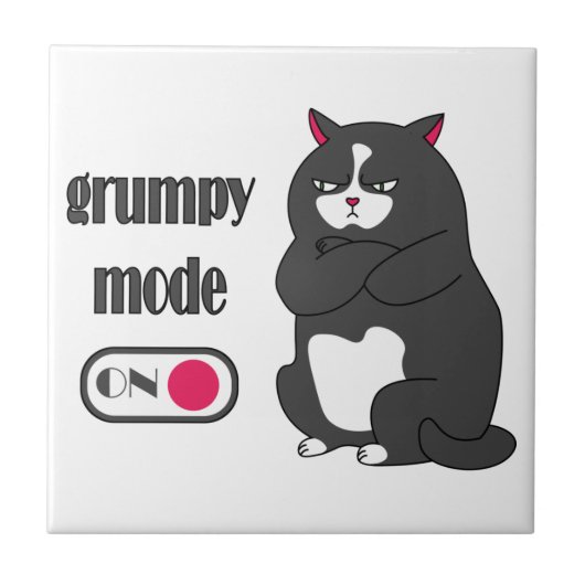 Grumpy Mode on Funny Cat Fliese (Vorderseite)