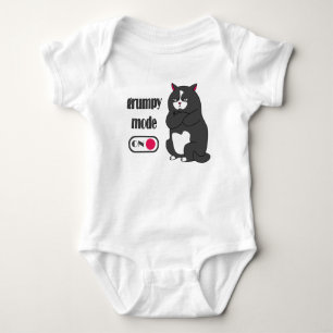 Grumpy mode on funny fat cat baby strampler