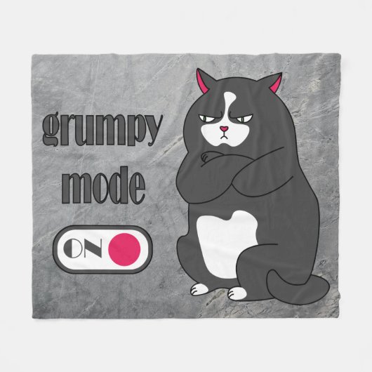 Grumpy mode on funny fat cat fleecedecke (Vorderseite (Horizontal))