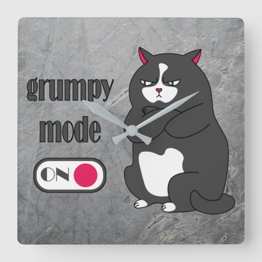 Grumpy mode on funny fat cat quadratische wanduhr (Vorderseite)