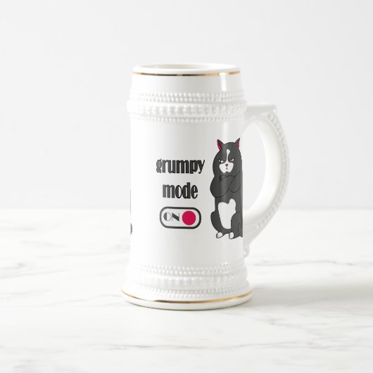 Grumpy-Modus auf lustig dicken Katzenbierstein Bierglas (VorderseiteRechts)