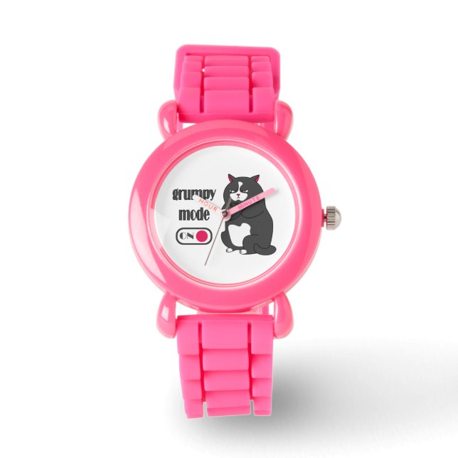 Grumpy-Modus auf lustige, fette Katzenschmuck Kera Armbanduhr (Vorderseite)
