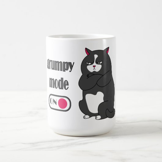 Grumpy-Modus auf lustige, fettige Katzenkaffee Tas Kaffeetasse (Mittel)