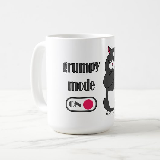 Grumpy-Modus auf lustige, fettige Katzenkaffee Tas Kaffeetasse (Vorderseite Links)