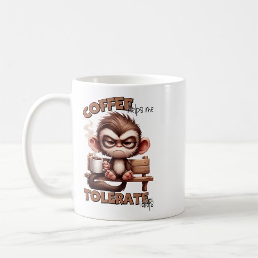 Grumpy Monkey "Kaffee hilft mir Idioten zu tolerie Kaffeetasse (Links)
