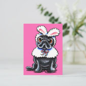 Grumpy Mops Bunny Postkarte (Stehend Vorderseite)
