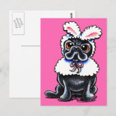 Grumpy Mops Bunny Postkarte (Vorne/Hinten)