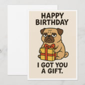Grumpy Mops Geburtstagsgeschenk Feiertagskarte (Vorne/Hinten)