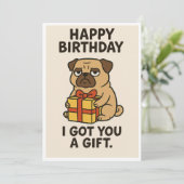 Grumpy Mops Geburtstagsgeschenk Feiertagskarte (Stehend Vorderseite)
