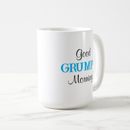 Grumpy Morning Bird Niedlich Fluffy Angry Blue Kaffeetasse (VorderseiteRechts)