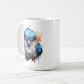 Grumpy Morning Bird Niedlich Fluffy Angry Blue Kaffeetasse (Vorderseite Links)