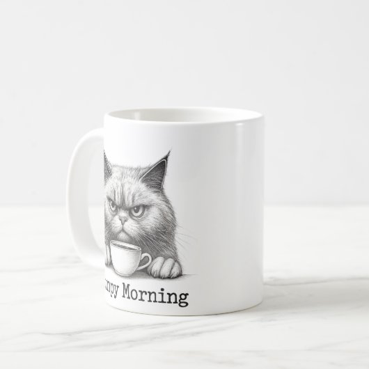 Grumpy Morning Cat Coffee Mug Kaffeetasse (Vorderseite Links)