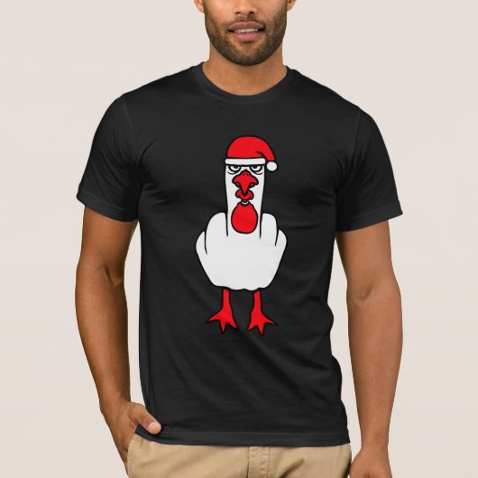 Grumpy Möwe mit Weihnachtsmannmütze und erhobenem T-Shirt (Vorderseite)