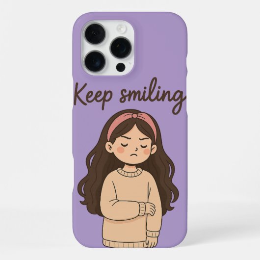 Grumpy Niedlich Girl Sticker - Long Hair & Oversif iPhone Hülle (Rückseite)