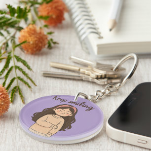 Grumpy Niedlich Girl Sticker - Long Hair & Oversif Schlüsselanhänger