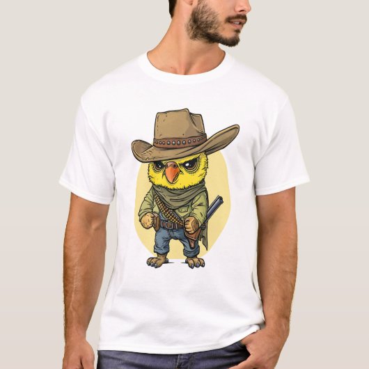 Grumpy Niedlich Parrotlet verkleidet als Cowboy, l T-Shirt (Vorderseite)