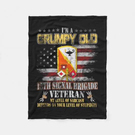 Grumpy Old 15. Signal Brigade Us Flag Veterans Da Fleecedecke (Vorderseite)