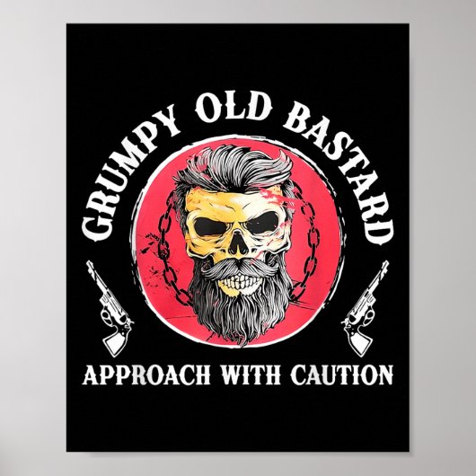 Grumpy Old Approach mit Vorsicht Bart Skull Barbe Poster (Vorne)