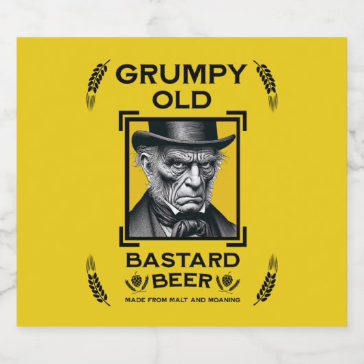 Grumpy Old Bastard Beer Bierflaschenetikett (Einzelnes Label)