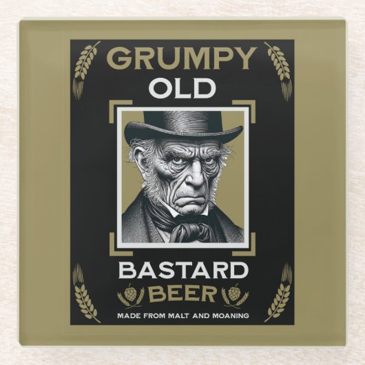 Grumpy Old Bastard Beer Glasuntersetzer (Vorderseite)