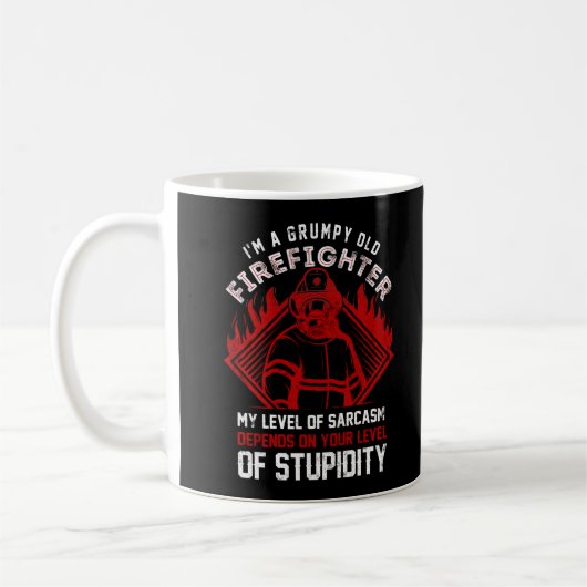 Grumpy Old Firefighter Thin Red Line Kaffeetasse (Links)