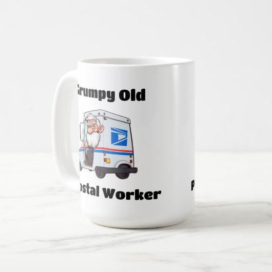 Grumpy Old Postarbeiter Kaffeetasse (Vorderseite Links)