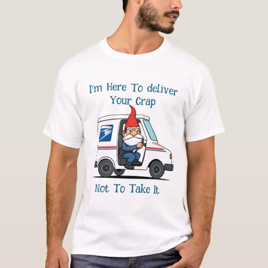 Grumpy Old U.S Postal Worker Gnome Mail Delivery T-Shirt (Vorderseite)