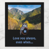 Grumpy Opa Nesting on Monogram Egal Foto Weinetikett (Einzelnes Label)