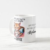 Grumpy Orange Cat Drink Coffee Funny Zitat Kaffeetasse (Vorderseite Links)