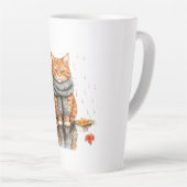 Grumpy Orange Cat in Rain Milchtasse (Rechte Ecke)