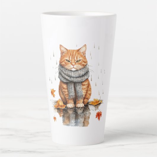 Grumpy Orange Cat in Rain Milchtasse (Vorderseite)