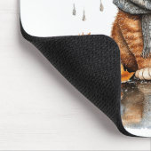 Grumpy Orange Cat in Rain Mousepad (Ecke)