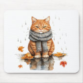 Grumpy Orange Cat in Rain Mousepad (Vorne)