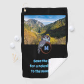 Grumpy Owl Nesting on Monogram Egal Foto Golfhandtuch (Insitu)