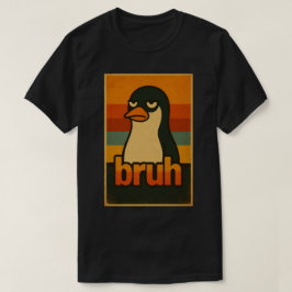 Grumpy Penguin “bruh” Meme – Funny Retro Vintage T-Shirt