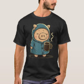 Grumpy Pig Coffee Lover auf Kaffeepiche T-Shirt (Vorderseite)