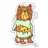 Grumpy Pizza Pet Funny Cat Art Design Aufkleber (Vorderseite)