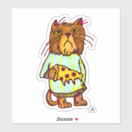 Grumpy Pizza Pet Funny Cat Art Design Aufkleber