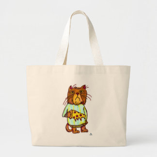 Grumpy Pizza Pet Funny Cat Art Design Jumbo Stoffbeutel