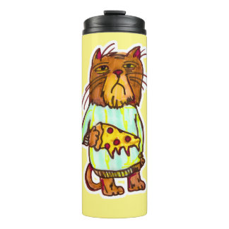 Grumpy Pizza Pet Funny Cat Art Marker Design Thermosbecher