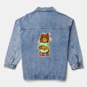 Grumpy Pizza Pet Funny Cat Zeichnend Spaß Jeansjacke (Rückseite)